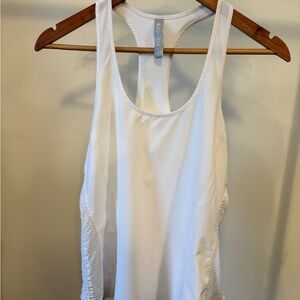 Athleta White Mesh and Ruched Tank Top